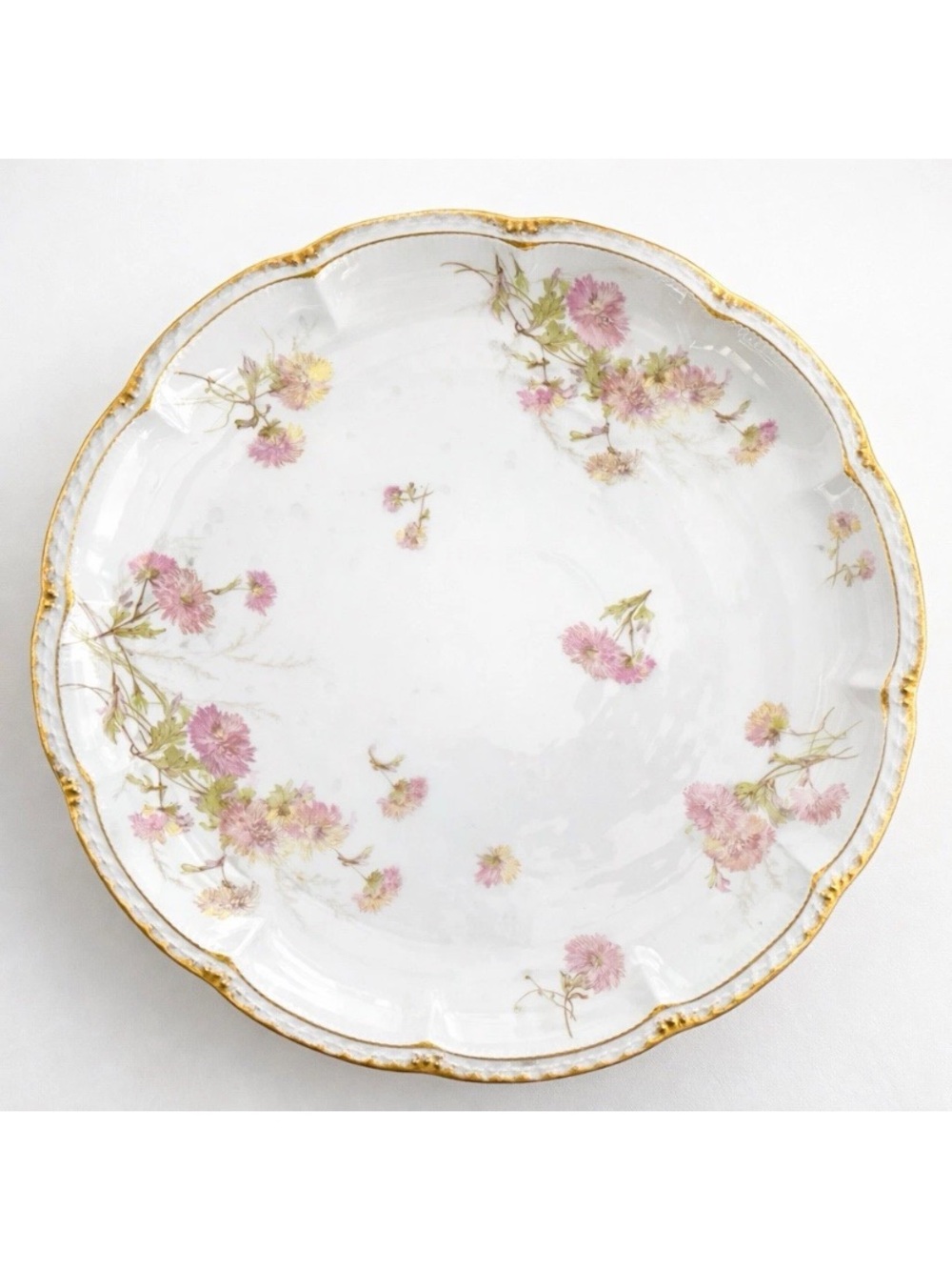 Vintage Floral Gold-Rim Porcelain charger plate Pink Floral